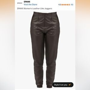 Spanx black faux leather joggers SZ M EUC